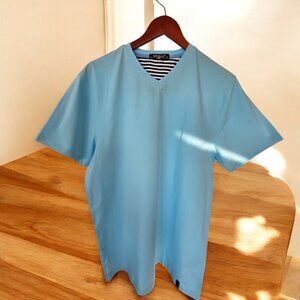 Revelli Men's V-Neck Tee - Light Blue - Black & White Striped Neck Lining